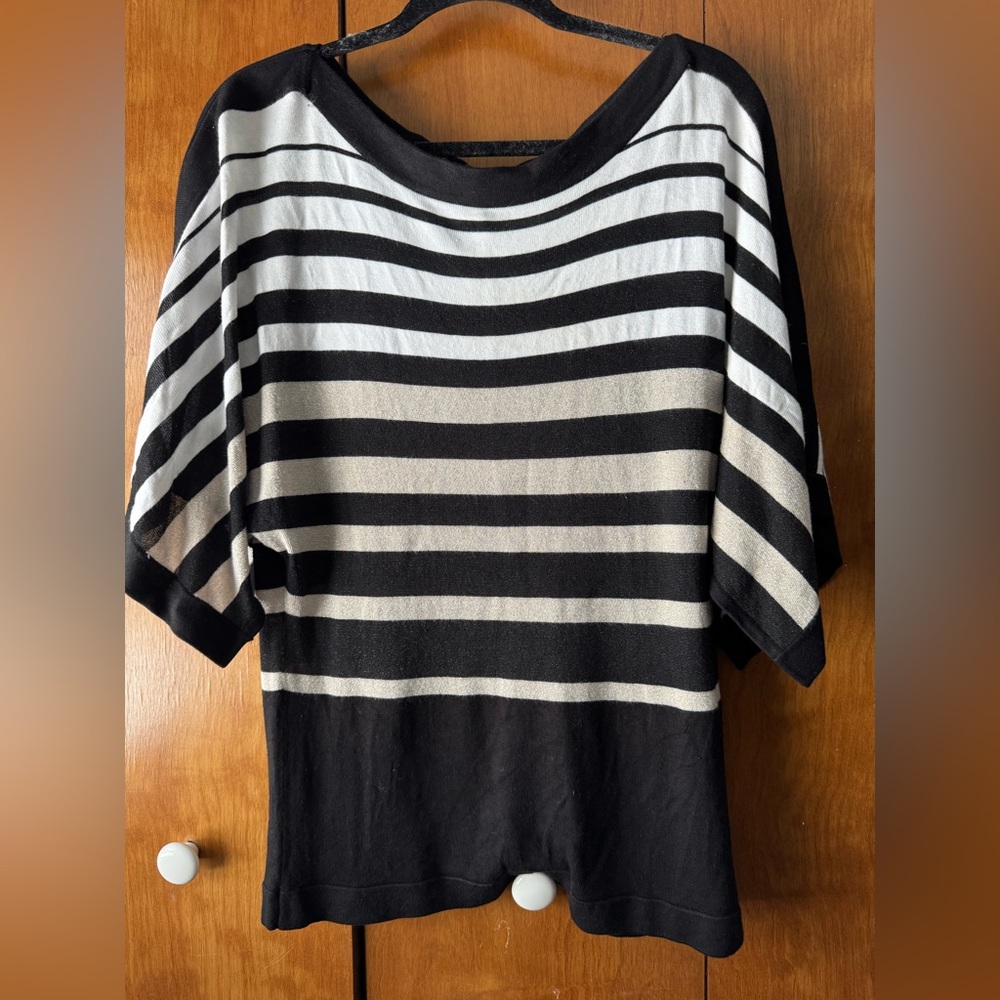 vGC, WHBM Black and White Striped Sweater, Size Medium